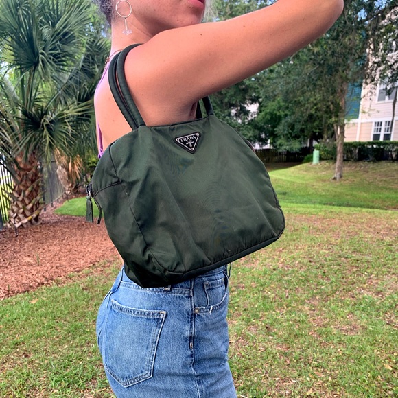 Prada Handbags - Vintage green Prada nylon bag